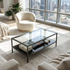 Interior Ave - Vogue Coffee Table - Black Marble Stone & Glass-Furniture > Living Room > Coffee Tables-PEROZ Accessories