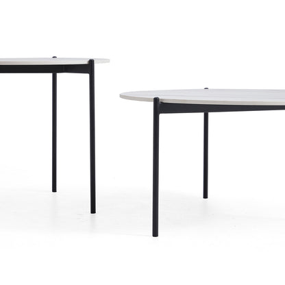 Interior Ave - Bianco Nested Coffee Table Set - White Marble Stone-Furniture > Living Room > Coffee Tables-PEROZ Accessories