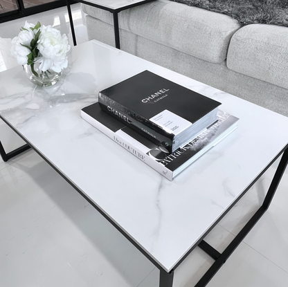 Interior Ave - Monaco Rectangle Coffee Table - White Marble Stone-Furniture > Living Room > Coffee Tables-PEROZ Accessories