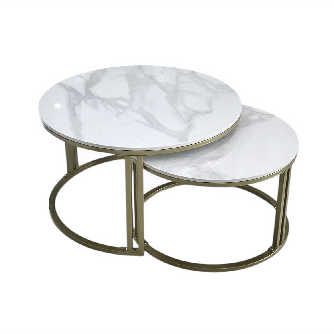 Interior Ave - Premier Nested Coffee Table Set - White Marble Stone-Furniture > Living Room > Coffee Tables-PEROZ Accessories