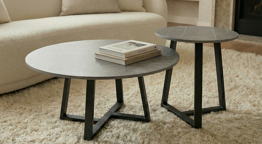 Interior Ave - Broadway Two Tier Coffee Table Set - Stone Grey-Furniture > Living Room-PEROZ Accessories
