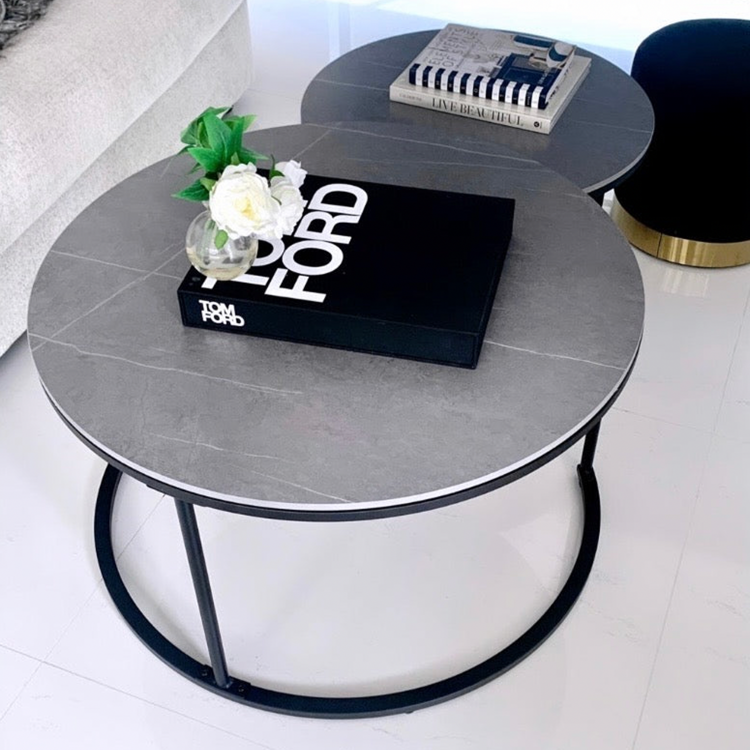 Interior Ave - Executive Stone Nested Coffee Table Set-Furniture > Living Room > Coffee Tables-PEROZ Accessories