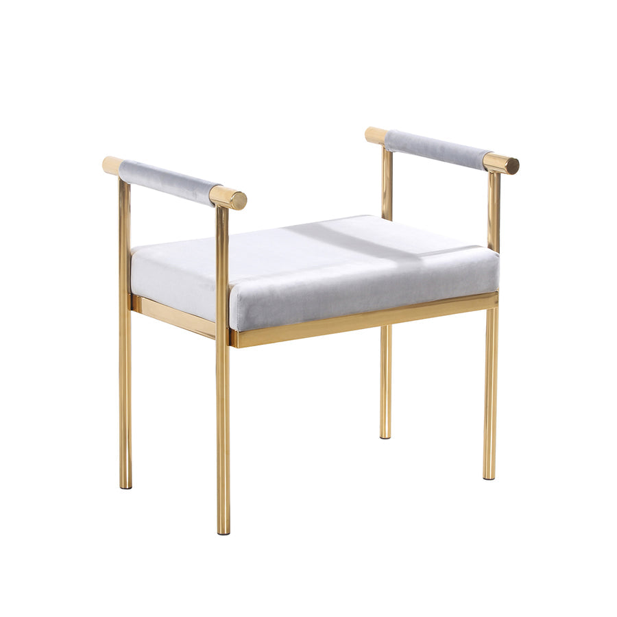 Interior Ave - Cuba Velvet Vanity Stool - White-Furniture &gt; Bedroom-PEROZ Accessories
