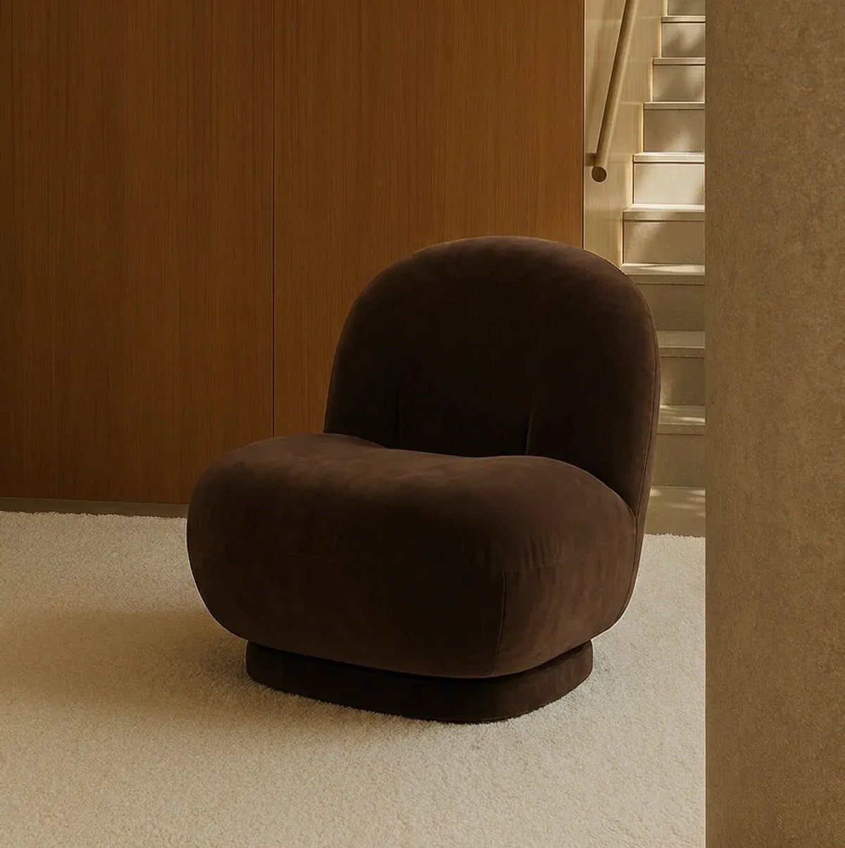 Interior Ave - Cloud Swivel Occasional Chair - Espresso-Furniture > Bar Stools &amp; Chairs > Arm Chairs &amp; Recliners-PEROZ Accessories