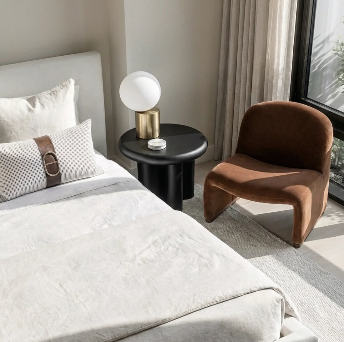 Interior Ave - Haven Curved Armchair - Chestnut-Furniture > Bar Stools &amp; Chairs > Arm Chairs &amp; Recliners-PEROZ Accessories