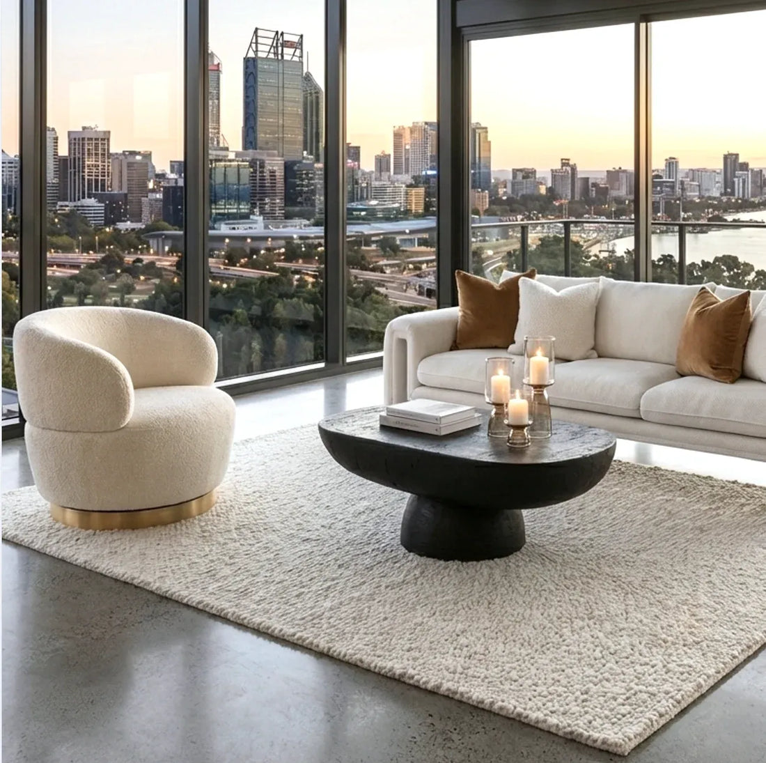 Interior Ave - Luna Swivel Armchair - Vanilla Oat-Furniture > Bar Stools &amp; Chairs > Arm Chairs &amp; Recliners-PEROZ Accessories