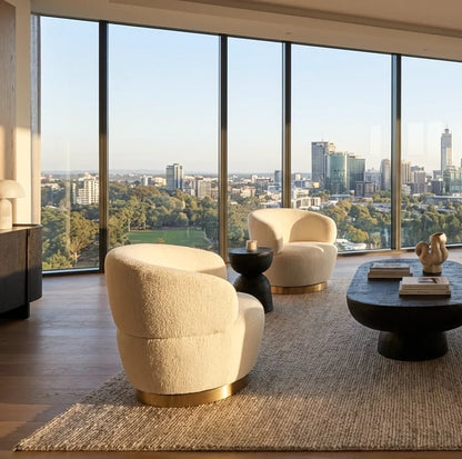 Interior Ave - Luna Swivel Armchair - Vanilla Oat-Furniture > Bar Stools &amp; Chairs > Arm Chairs &amp; Recliners-PEROZ Accessories