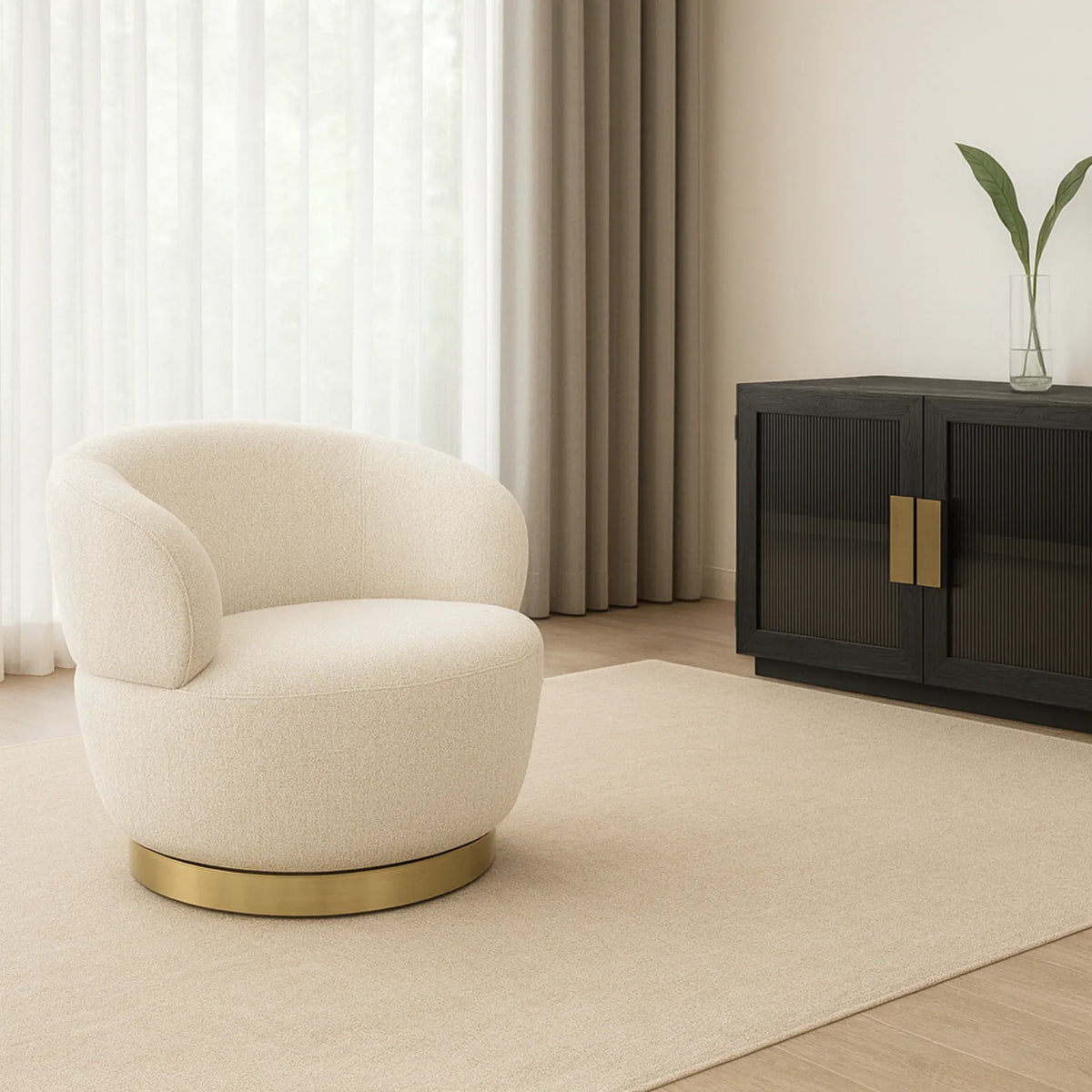 Interior Ave - Luna Swivel Armchair - Vanilla Oat-Furniture > Bar Stools &amp; Chairs > Arm Chairs &amp; Recliners-PEROZ Accessories