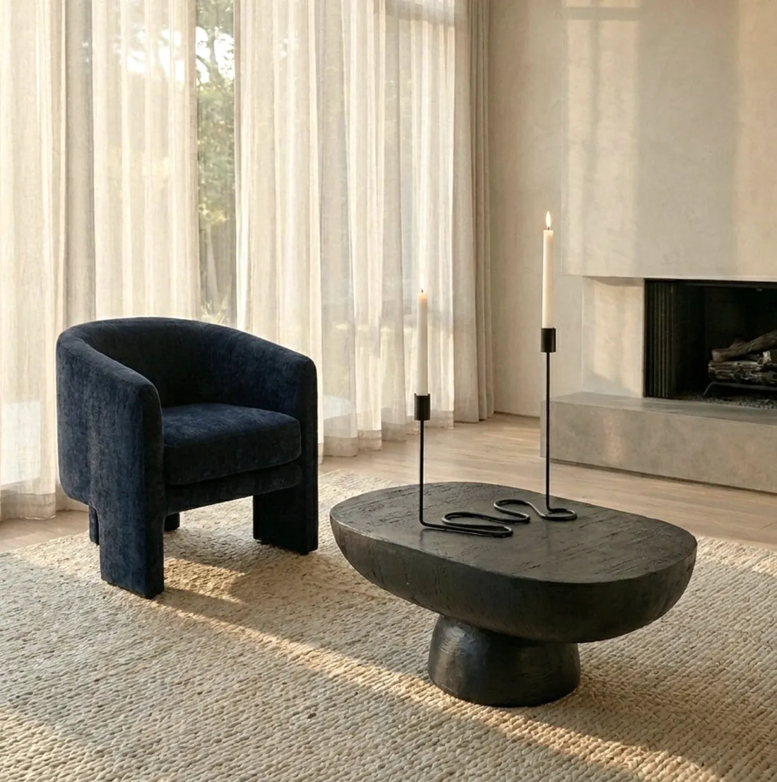 Interior Ave - Memphis Accent Chair - Midnight Blue-Furniture > Bar Stools &amp; Chairs > Arm Chairs &amp; Recliners-PEROZ Accessories
