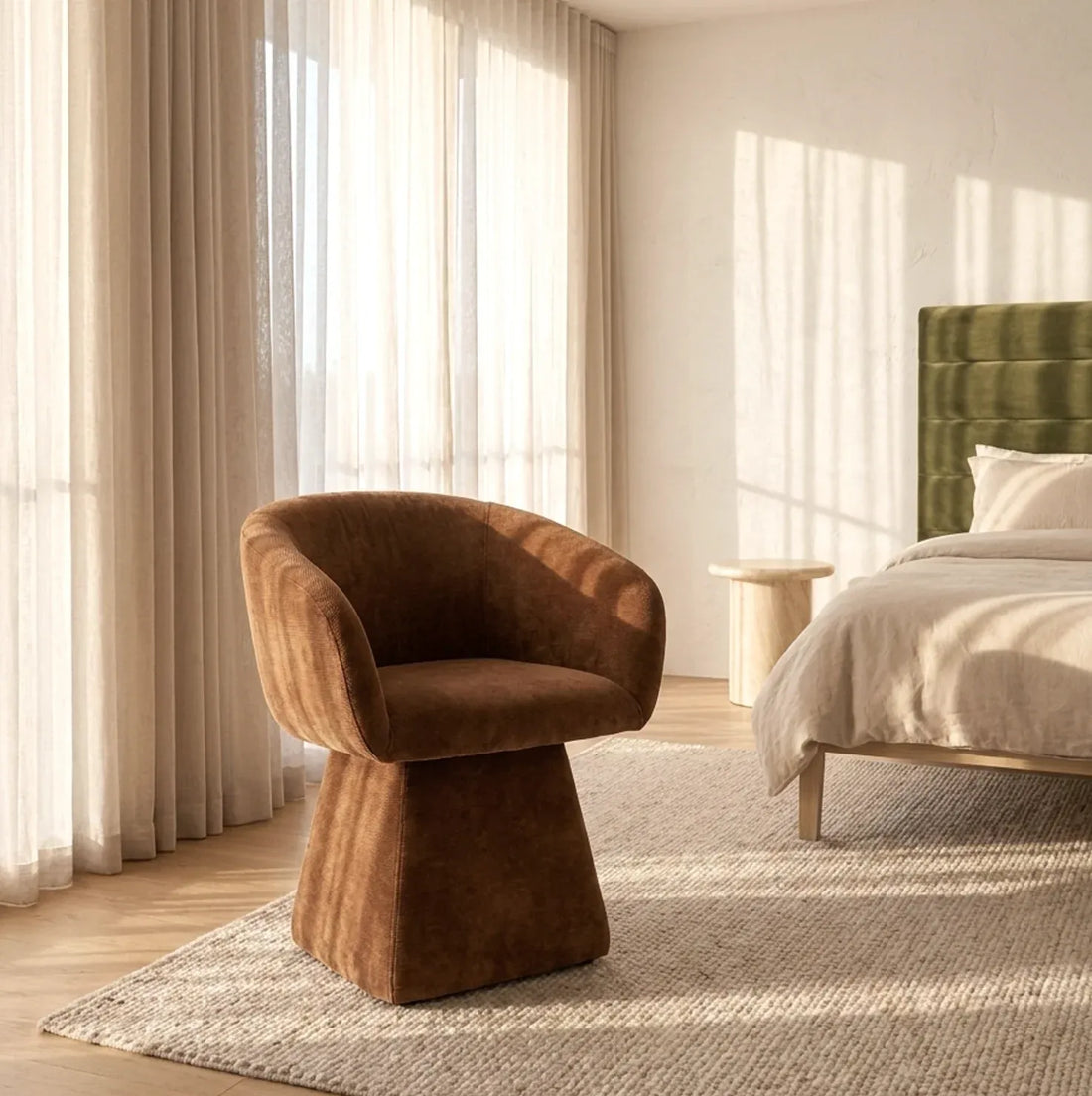 Interior Ave - Merlo Swivel Chair - Cinnamon-Furniture > Bar Stools &amp; Chairs > Arm Chairs &amp; Recliners-PEROZ Accessories