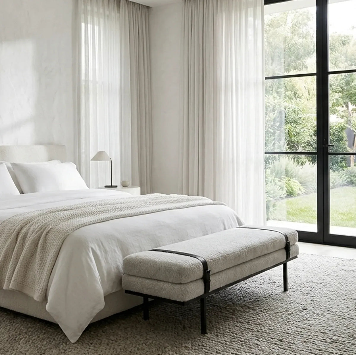 Interior Ave - Porter Bench - Light Grey-Furniture > Living Room > Ottomans &amp; Footstools-PEROZ Accessories