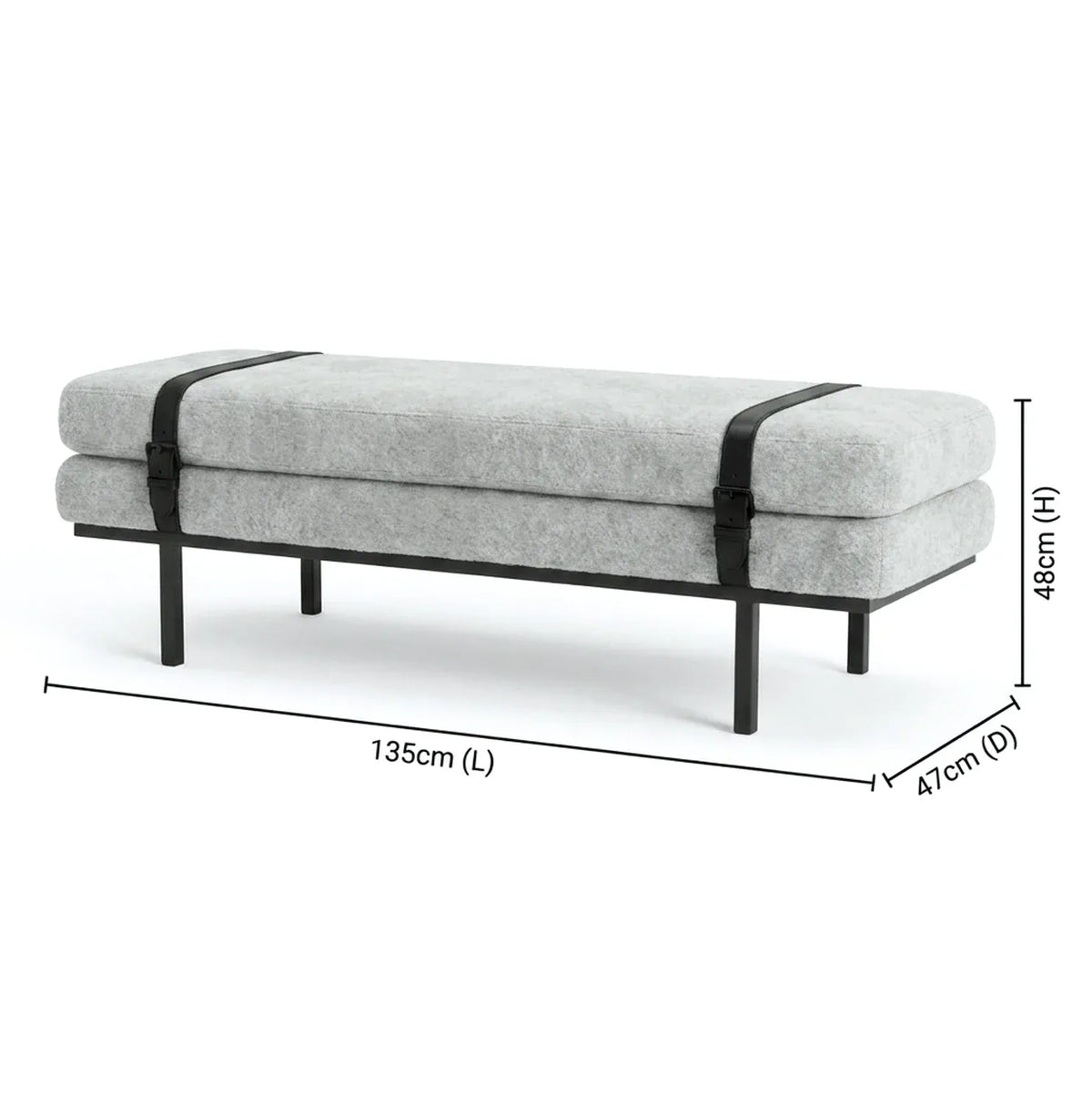 Interior Ave - Porter Bench - Light Grey-Furniture > Living Room > Ottomans &amp; Footstools-PEROZ Accessories