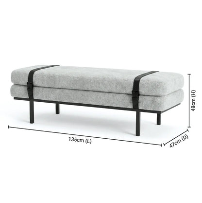 Interior Ave - Porter Bench - Light Grey-Furniture > Living Room > Ottomans &amp; Footstools-PEROZ Accessories