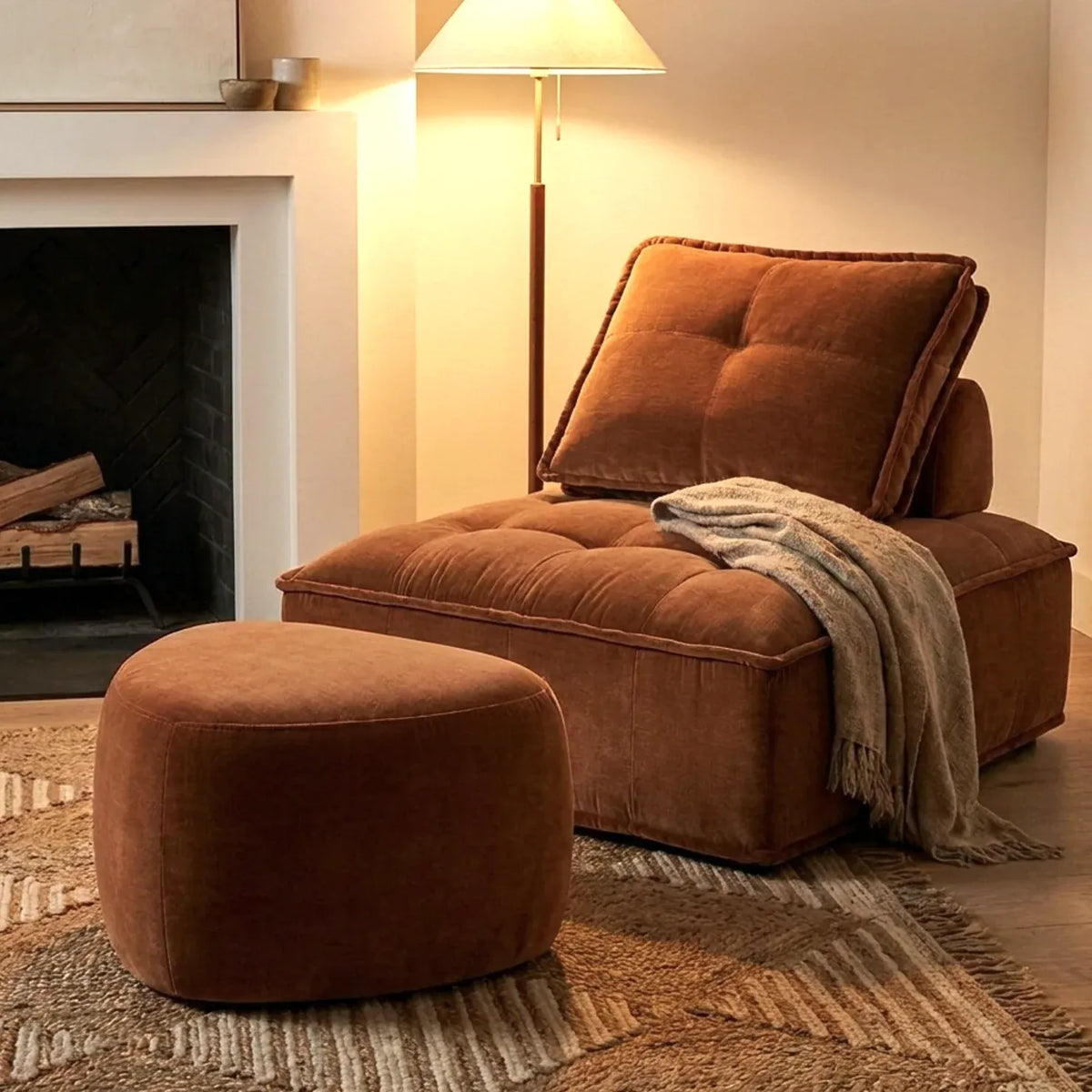 Interior Ave - Cove Pebble Ottoman - Cinnamon-Furniture > Living Room > Ottomans &amp; Footstools-PEROZ Accessories