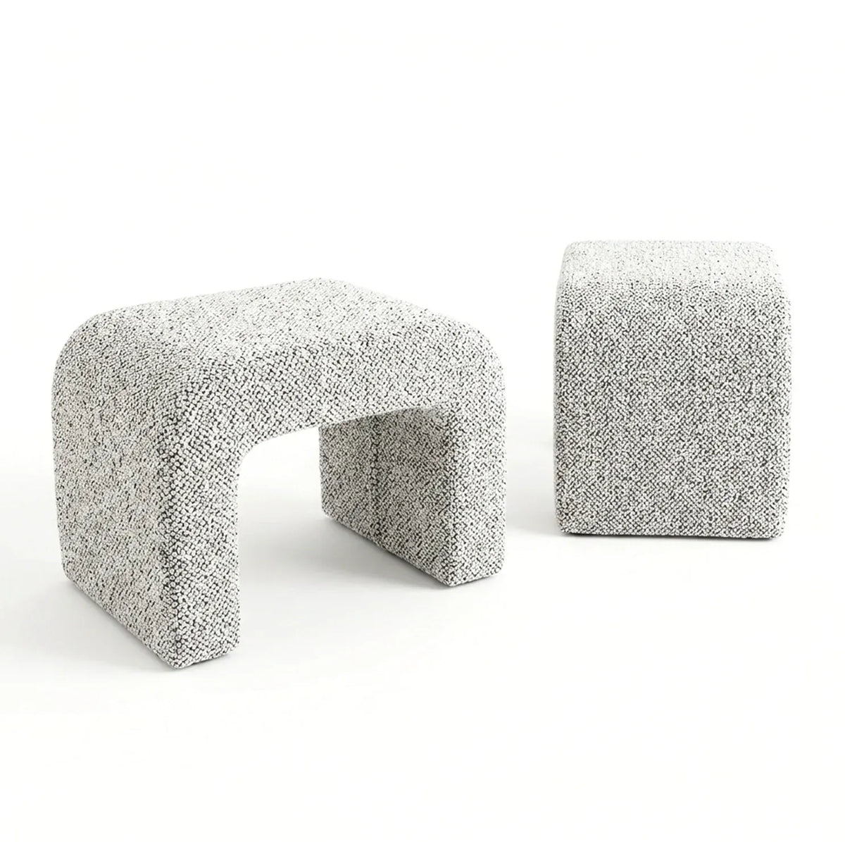 Interior Ave - Hendrix Arched Textured Ottoman - Frosted Stone-Furniture > Living Room > Ottomans &amp; Footstools-PEROZ Accessories
