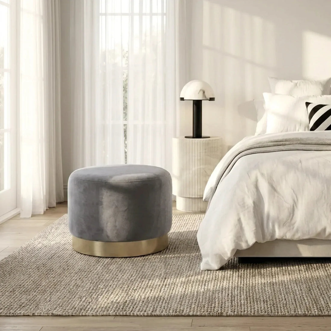 Interior Ave - Monaco Round Ottoman - Ocean-Furniture > Living Room > Ottomans &amp; Footstools-PEROZ Accessories