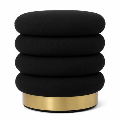 Interior Ave - Roma Round Velvet Ottoman / Footstool – Black