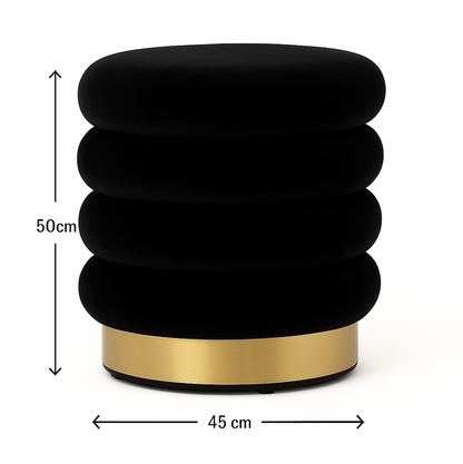 Interior Ave - Roma Round Velvet Ottoman / Footstool – Black