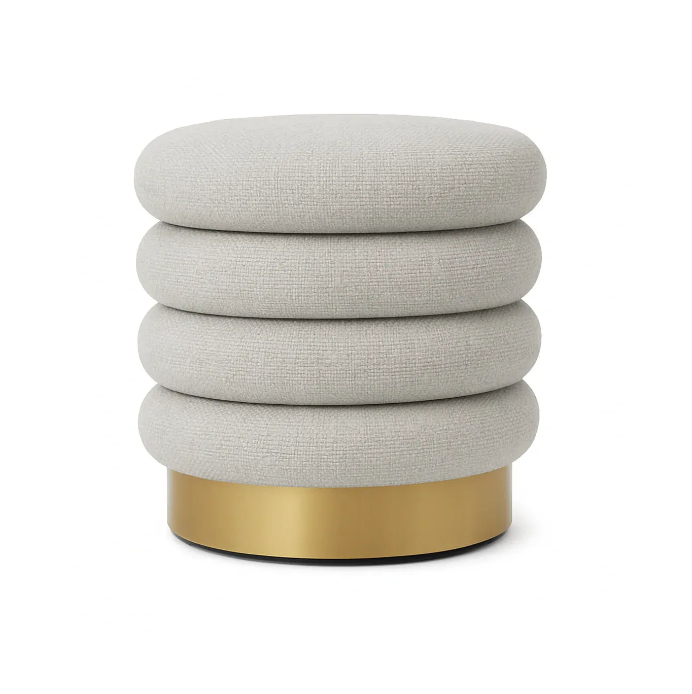 Interior Ave - Roma Round Tweed Ottoman / Footstool – Light Grey