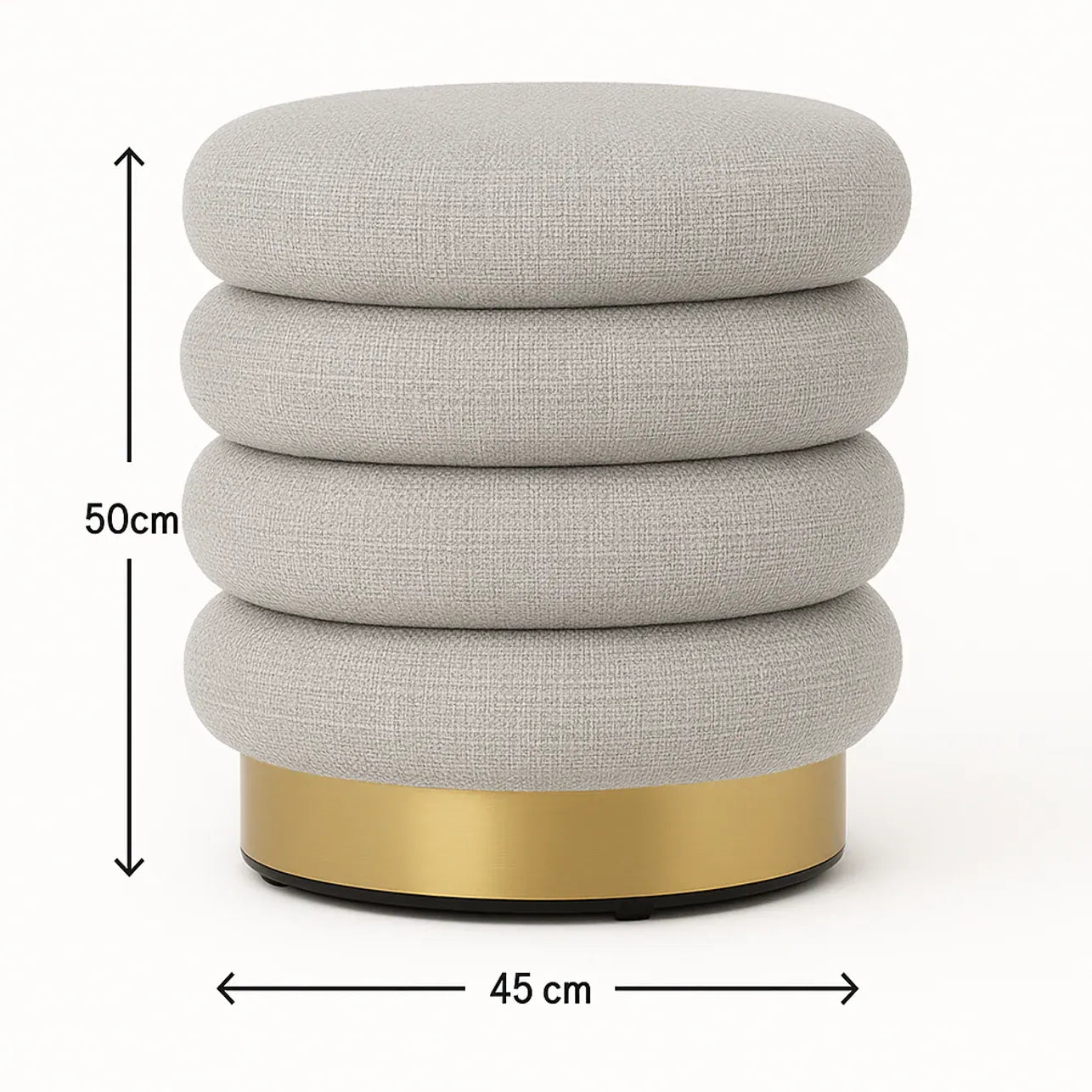 Interior Ave - Roma Round Tweed Ottoman / Footstool – Light Grey