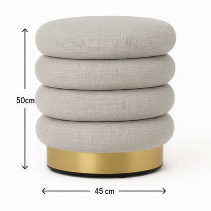 Interior Ave - Roma Round Tweed Ottoman / Footstool – Light Grey