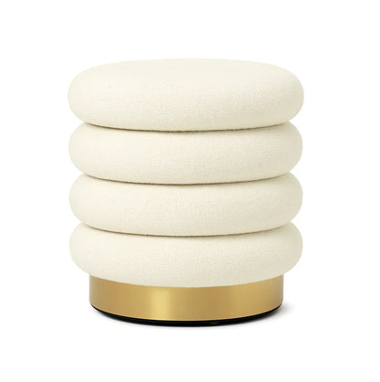 Interior Ave - Roma Round Milan Ottoman / Footstool – Off White-Furniture > Living Room > Ottomans &amp; Footstools-PEROZ Accessories