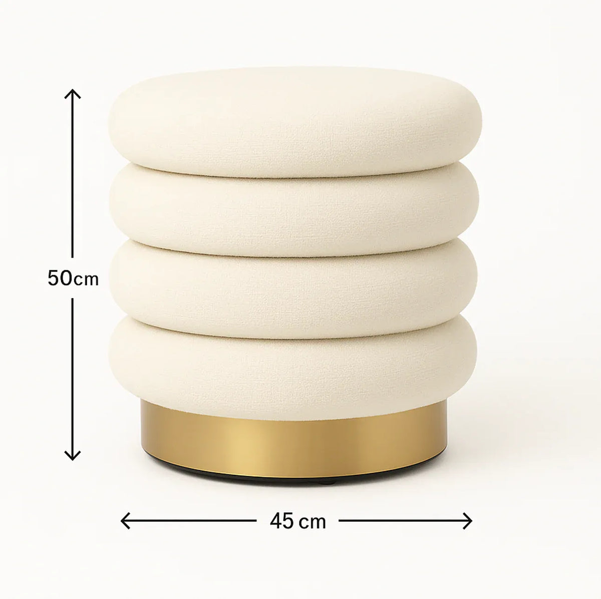 Interior Ave - Roma Round Milan Ottoman / Footstool – Off White-Furniture > Living Room > Ottomans &amp; Footstools-PEROZ Accessories
