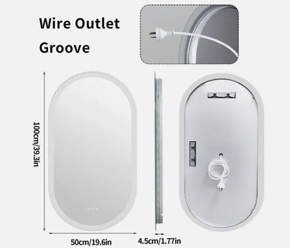 Interior Ave - 50 x 100cm Oval Frameless LED Bathroom Mirror-Home &amp; Garden > Decor > Mirrors-PEROZ Accessories
