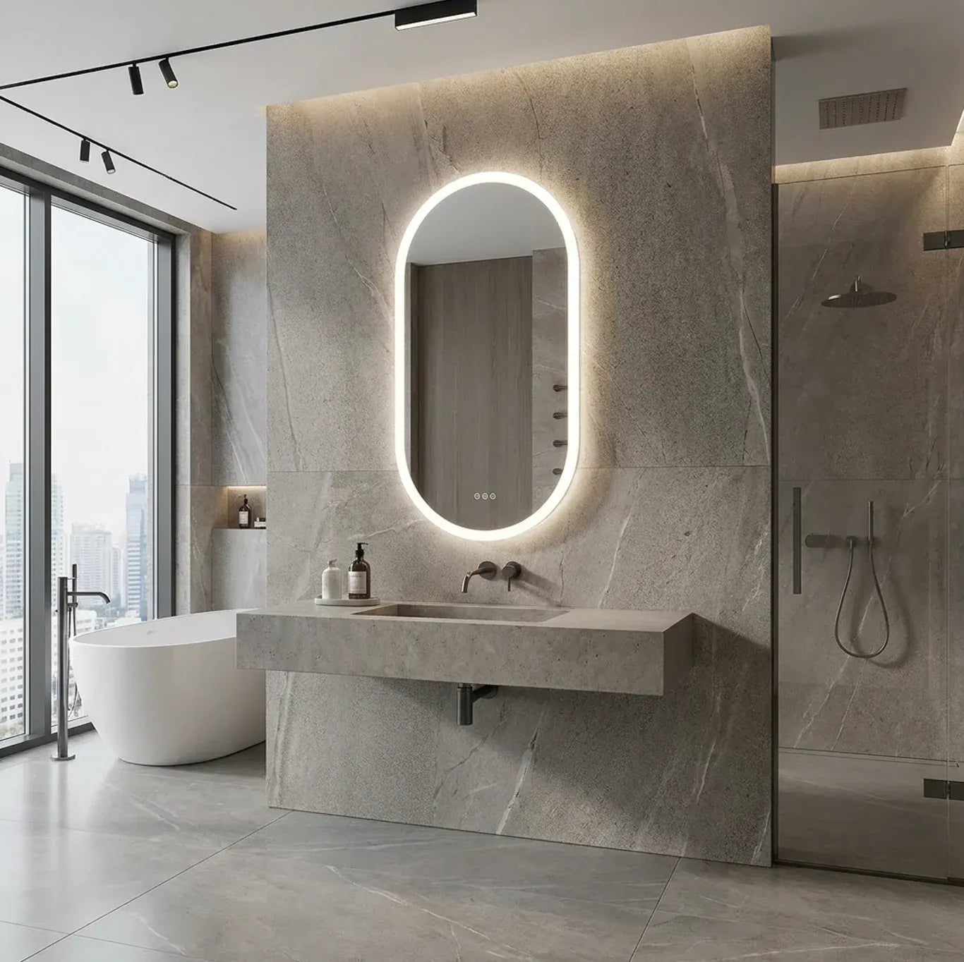 Interior Ave - 50 x 80cm Oval Frameless LED Bathroom Mirror