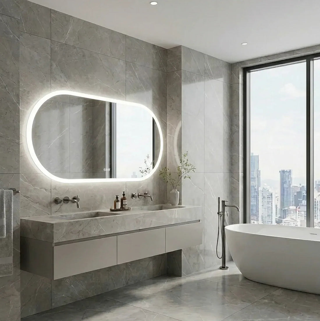 Interior Ave - 60 x 120cm Oval Frameless LED Bathroom Mirror-Home &amp; Garden > Decor > Mirrors-PEROZ Accessories