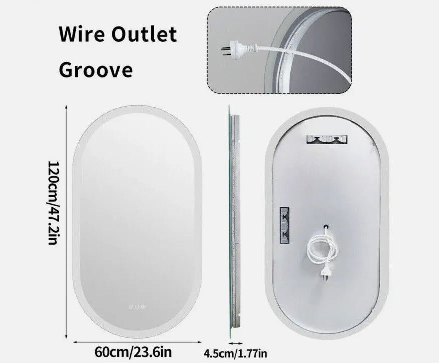 Interior Ave - 60 x 120cm Oval Frameless LED Bathroom Mirror-Home &amp; Garden > Decor > Mirrors-PEROZ Accessories