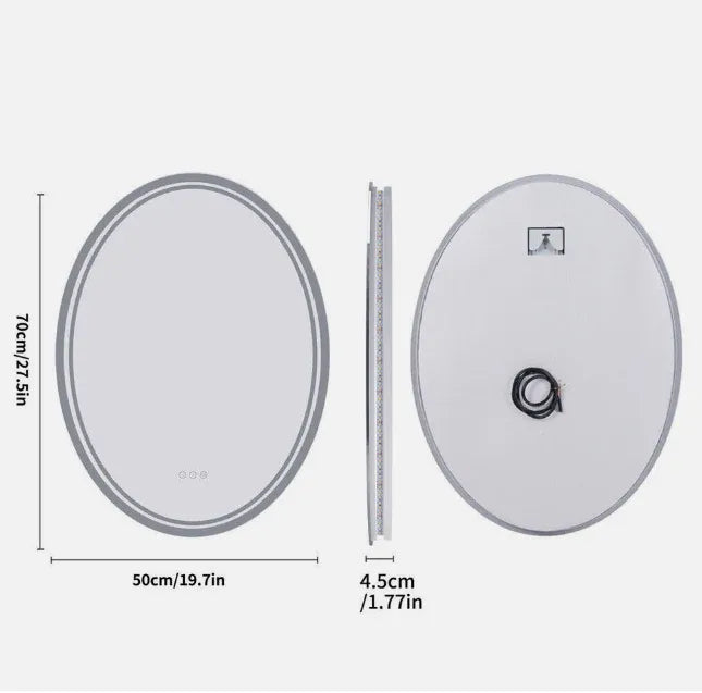 Interior Ave - 50 x 70cm Oval Frameless LED Bathroom Mirror