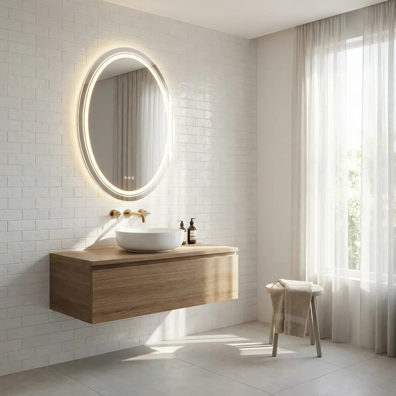 Interior Ave - 60 x 80cm Oval Frameless LED Bathroom Mirror