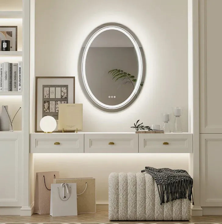 Interior Ave - 60 x 80cm Oval Frameless LED Bathroom Mirror-Home &amp; Garden > Decor > Mirrors-PEROZ Accessories