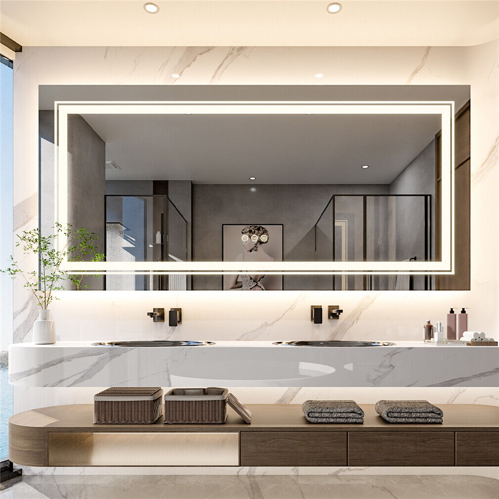 Interior Ave - 120 x 60cm Rectangle Frameless LED Bathroom Mirror-Home &amp; Garden > Decor > Mirrors-PEROZ Accessories