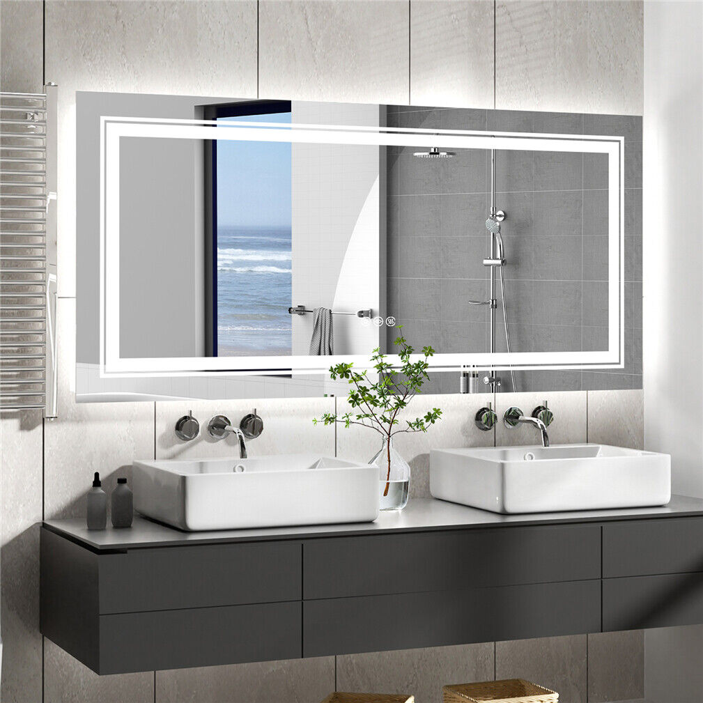 Interior Ave - 120 x 60cm Rectangle Frameless LED Bathroom Mirror-Home &amp; Garden > Decor > Mirrors-PEROZ Accessories