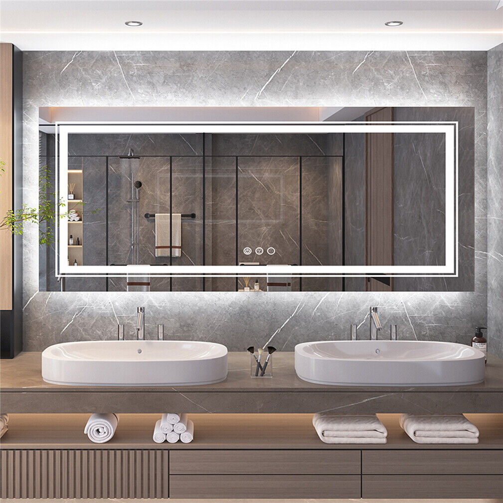 Interior Ave - 120 x 60cm Rectangle Frameless LED Bathroom Mirror-Home &amp; Garden > Decor > Mirrors-PEROZ Accessories