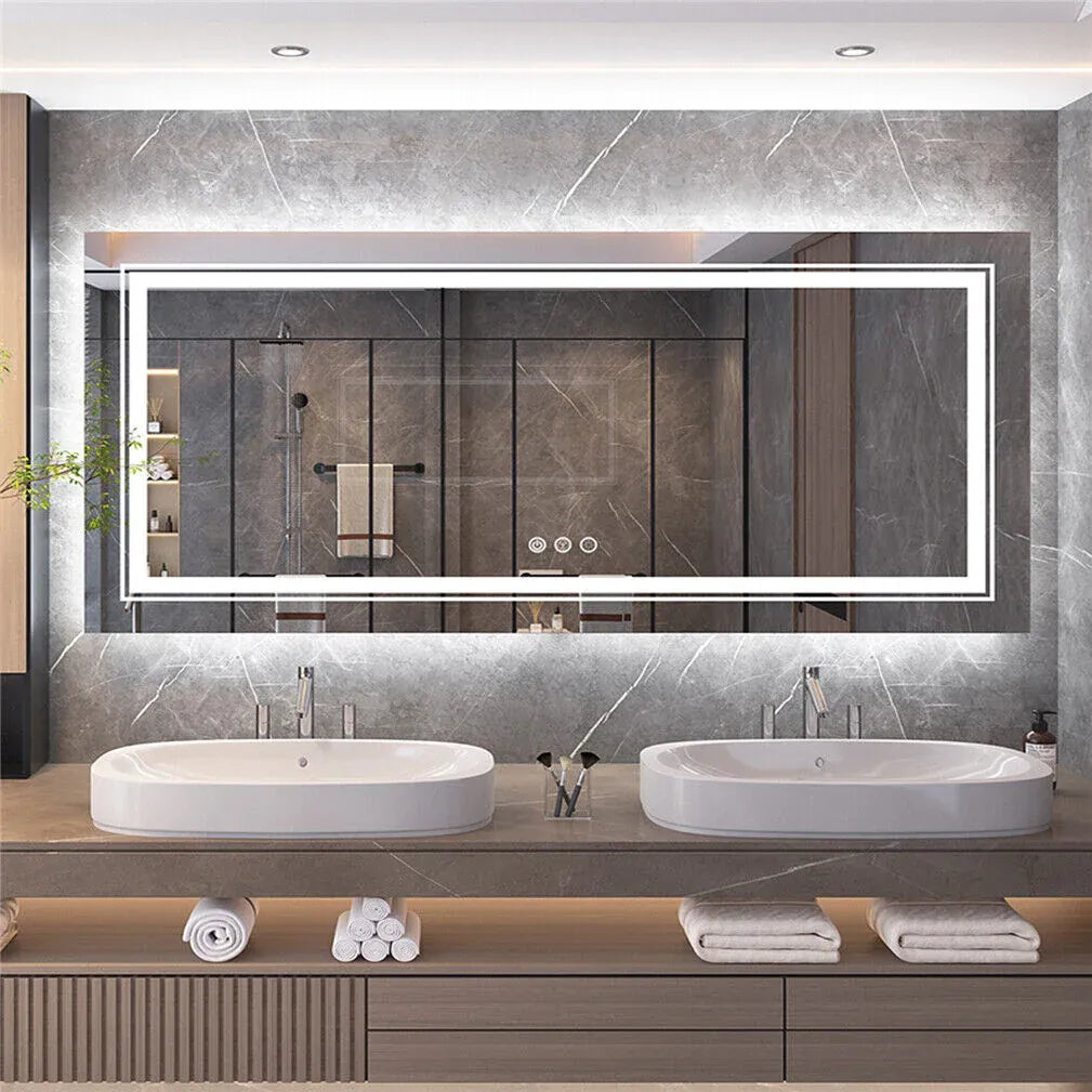 Interior Ave - 120 x 80cm Rectangle Frameless LED Bathroom Mirror-Home &amp; Garden > Decor > Mirrors-PEROZ Accessories