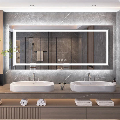 Interior Ave - 120 x 80cm Rectangle Frameless LED Bathroom Mirror-Home &amp; Garden > Decor > Mirrors-PEROZ Accessories