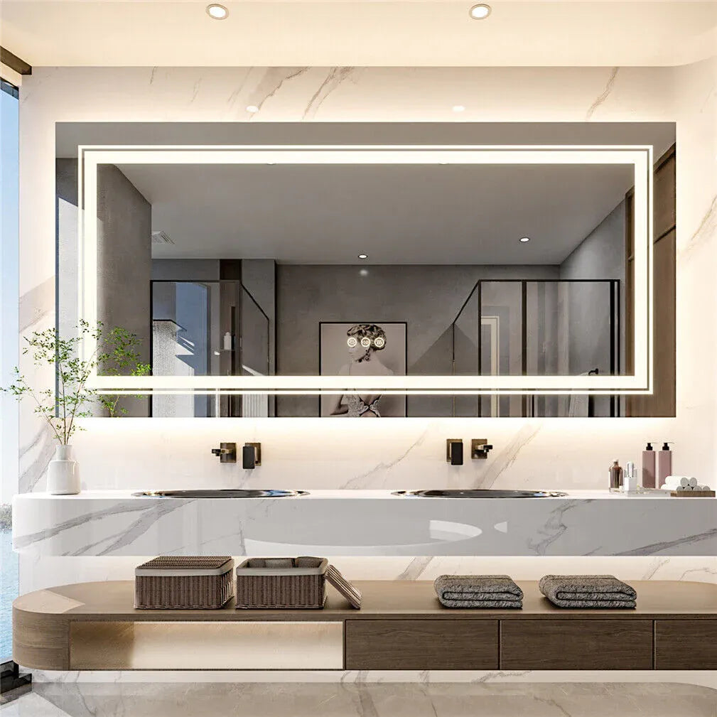 Interior Ave - 120 x 80cm Rectangle Frameless LED Bathroom Mirror-Home &amp; Garden > Decor > Mirrors-PEROZ Accessories