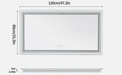 Interior Ave - 120 x 80cm Rectangle Frameless LED Bathroom Mirror-Home &amp; Garden > Decor > Mirrors-PEROZ Accessories