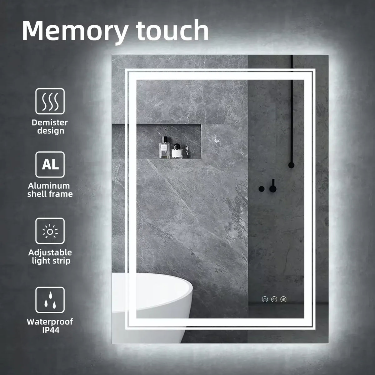 Interior Ave - 120 x 80cm Rectangle Frameless LED Bathroom Mirror-Home &amp; Garden > Decor > Mirrors-PEROZ Accessories