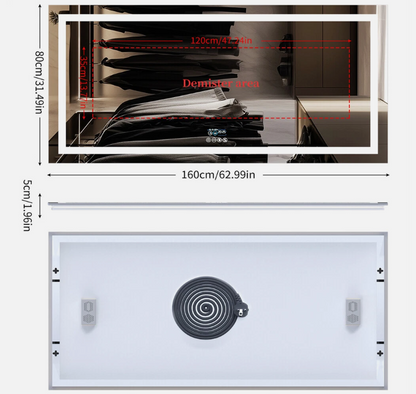 Interior Ave - 80 x 160cm Rectangle Frameless LED Bathroom Mirror – Bluetooth