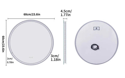 Interior Ave - 60cm Round Frameless LED Bathroom Mirror-Home &amp; Garden > Decor > Mirrors-PEROZ Accessories