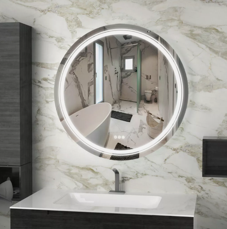 Interior Ave - 60cm Round Frameless LED Bathroom Mirror-Home &amp; Garden > Decor > Mirrors-PEROZ Accessories