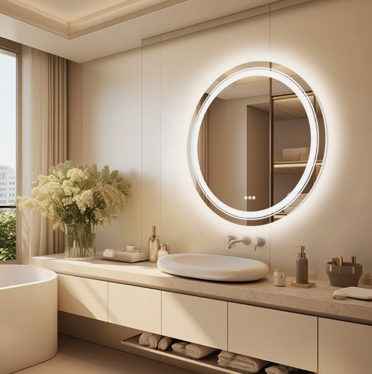 Interior Ave - 60cm Round Frameless LED Bathroom Mirror-Home &amp; Garden > Decor > Mirrors-PEROZ Accessories