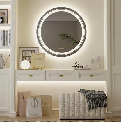 Interior Ave - 60cm Round Frameless LED Bathroom Mirror-Home &amp; Garden > Decor > Mirrors-PEROZ Accessories