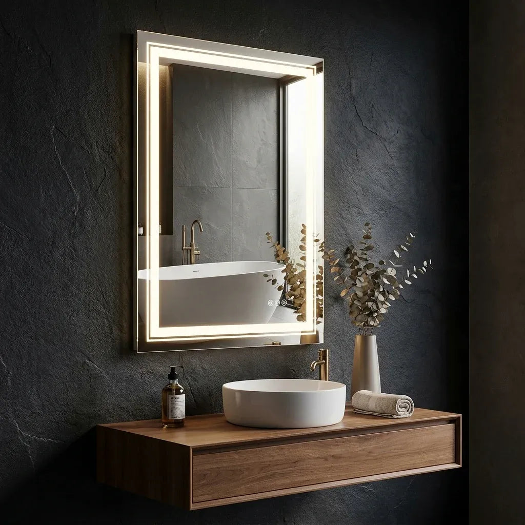 Interior Ave - 50 x 70cm Rectangle Frameless LED Bathroom Mirror-Home &amp; Garden > Decor > Mirrors-PEROZ Accessories