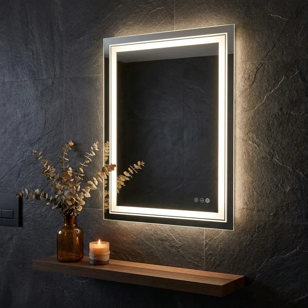 Interior Ave - 50 x 70cm Rectangle Frameless LED Bathroom Mirror-Home &amp; Garden > Decor > Mirrors-PEROZ Accessories