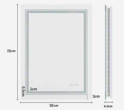 Interior Ave - 50 x 70cm Rectangle Frameless LED Bathroom Mirror-Home &amp; Garden > Decor > Mirrors-PEROZ Accessories